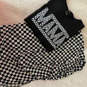 SHEIN Black and White Patterned Skirt